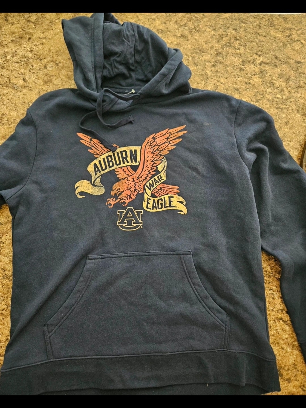 Fanatics Navy Pullover Hoodie with Orange and Gold Auburn Eagle